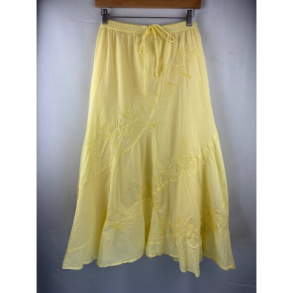 Yellow Embroidered Maxi Skirt XL By Metro Wear - Picture 1 of 5